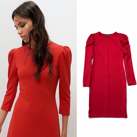 Primark Dresses & Skirts - 🎩 Primark Red Long Sleeve Stretch Knit Midi Dress